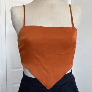 Forever 21 Rust Brown Handkerchief Hem Crop Top